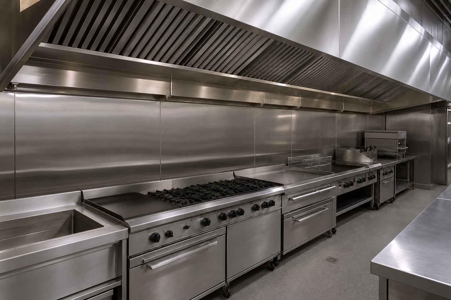 Restaurant kitchen extract after professional clean