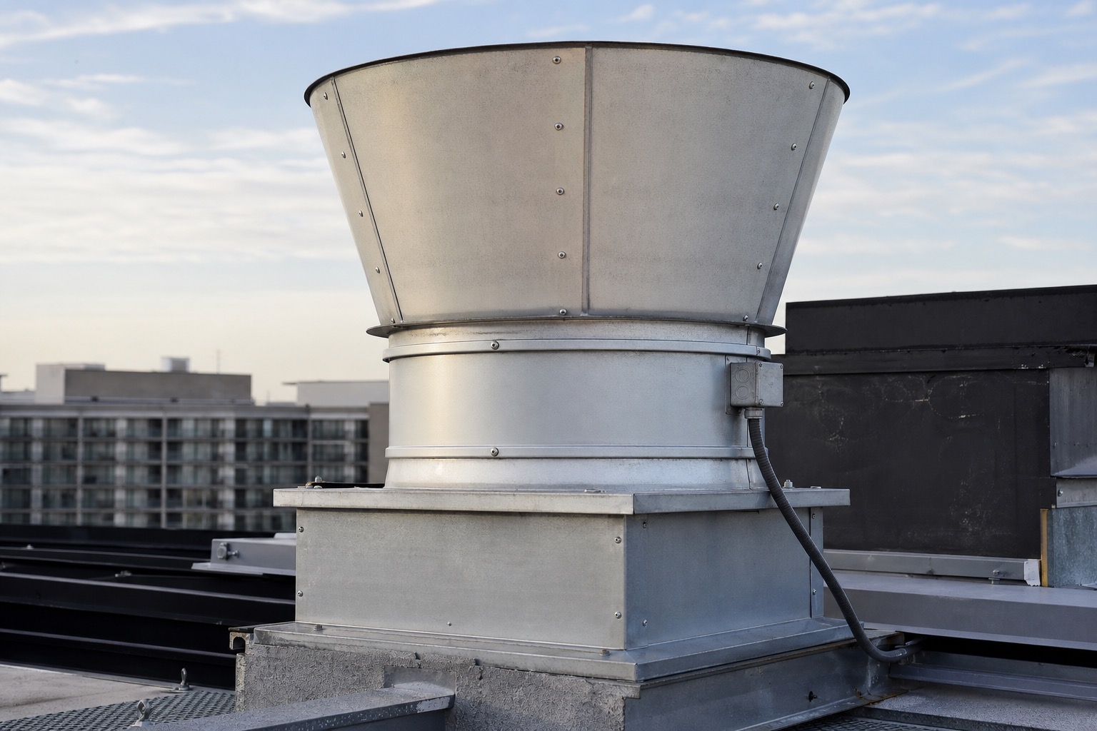 Roof extract fan after degreasing