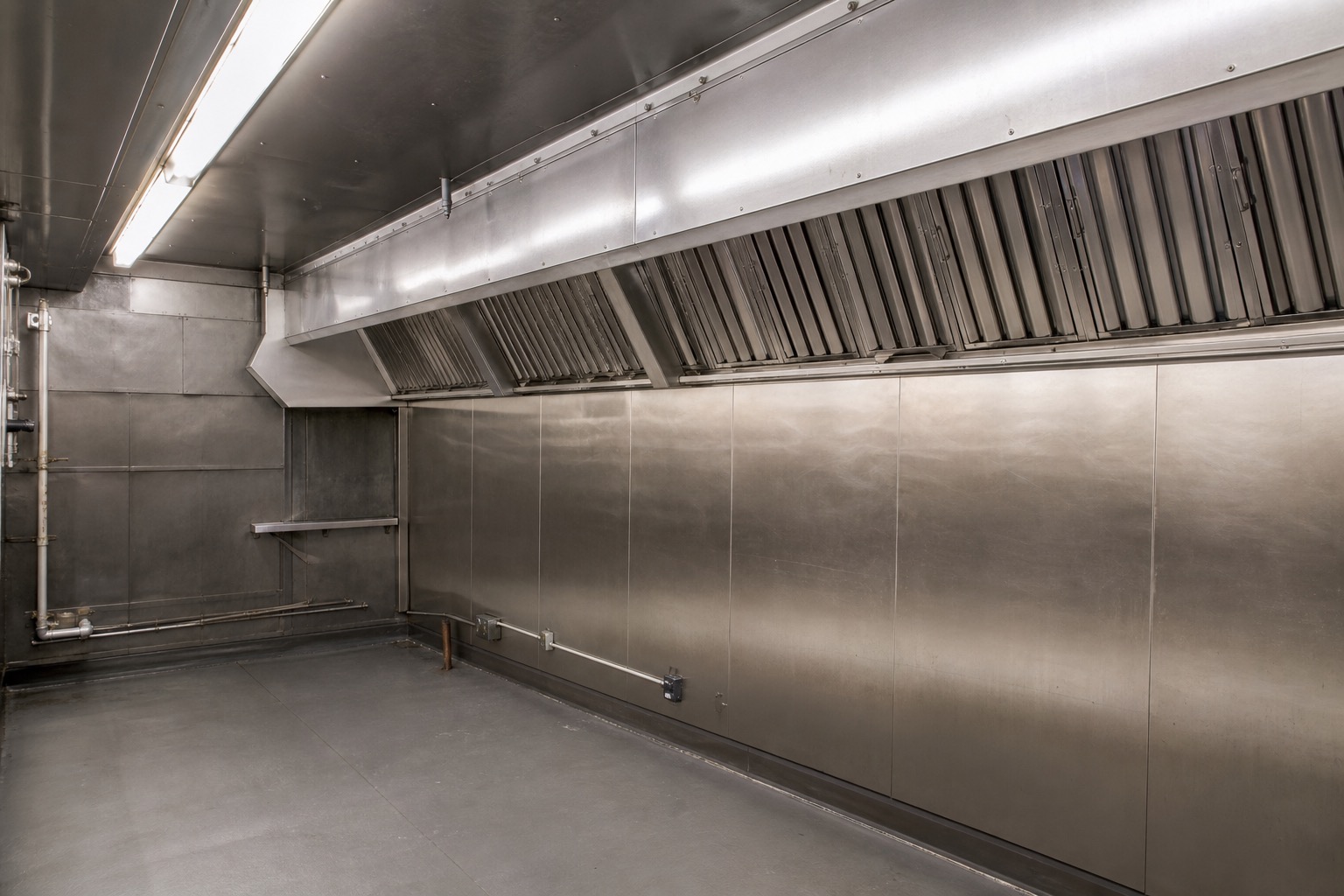 Extract duct detail in pub kitchen